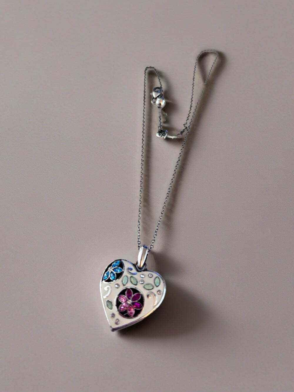 Brighton GIARDINO Colorful Heart White Retired Necklace Reversible